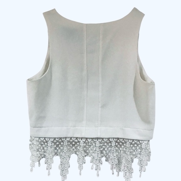 Aqua Crochet Lace Bottom Crop Top White M - Picture 2 of 5